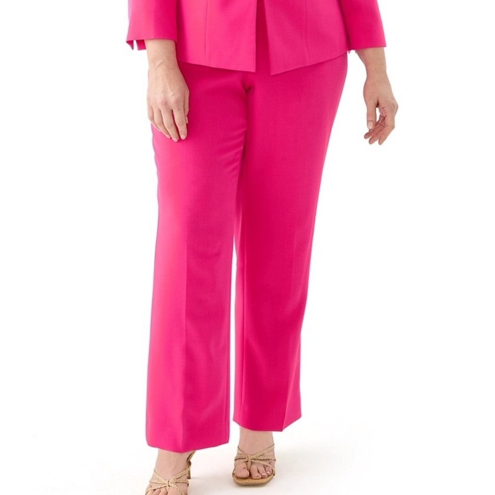 $79 PLUS 16 Hot Pink Fuschia KASPAR lined pleated slacks zip pockets suiting